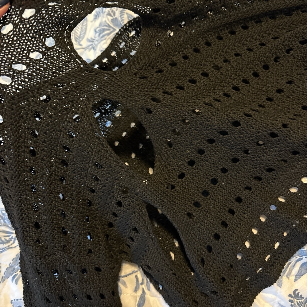 Elegant Black Crochet Sweater